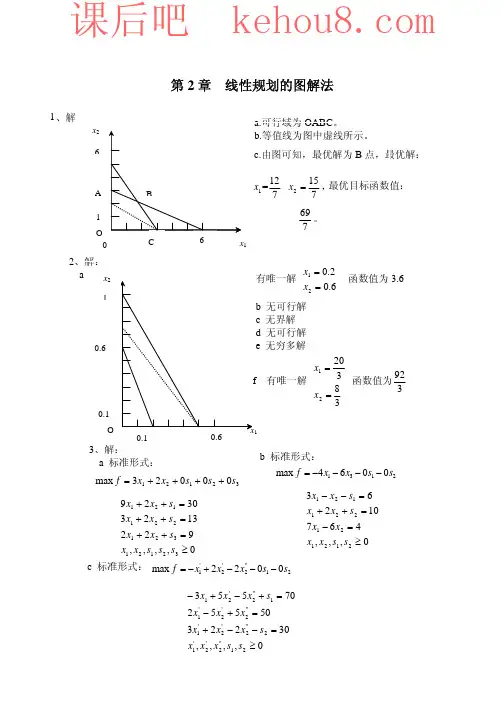 韩伯棠教授《管理运筹学》第三版习题答案 高等教育出版社