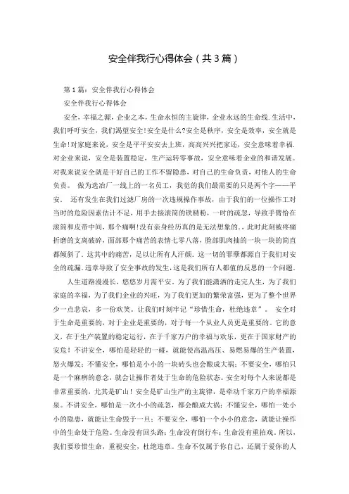 安全伴我行心得体会(共3篇)