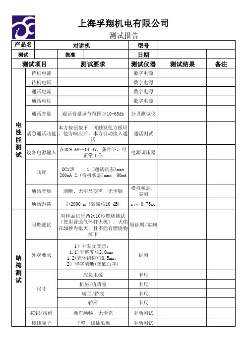 对讲机测试报告