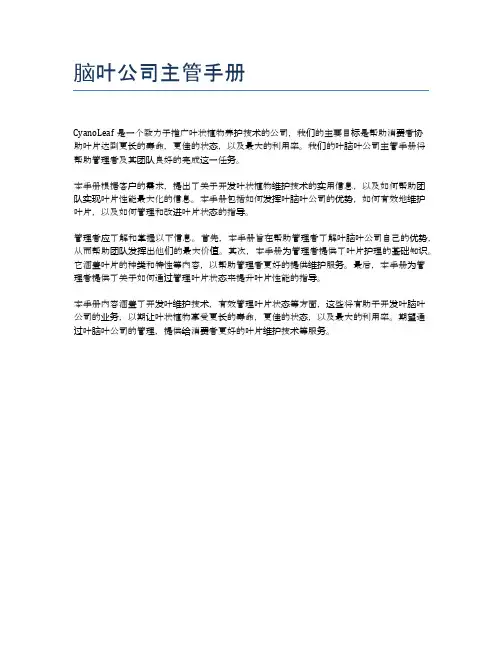 脑叶公司主管手册