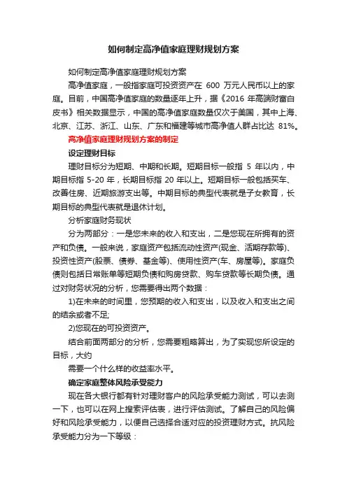 如何制定高净值家庭理财规划方案