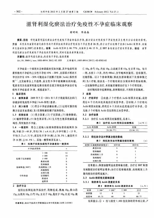 滋肾利湿化瘀法治疗免疫性不孕症临床观察