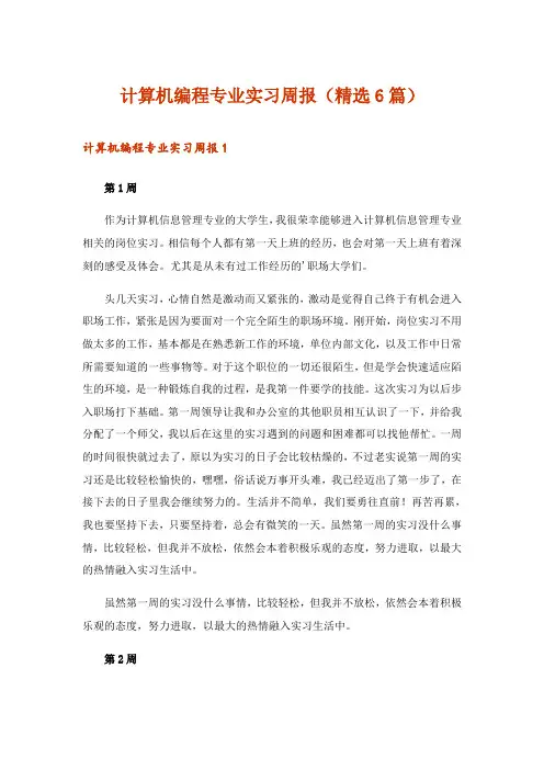 2024年计算机编程专业实习周报(精选6篇)