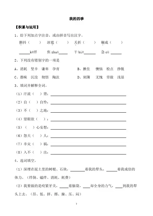我的四季同步练习附答案