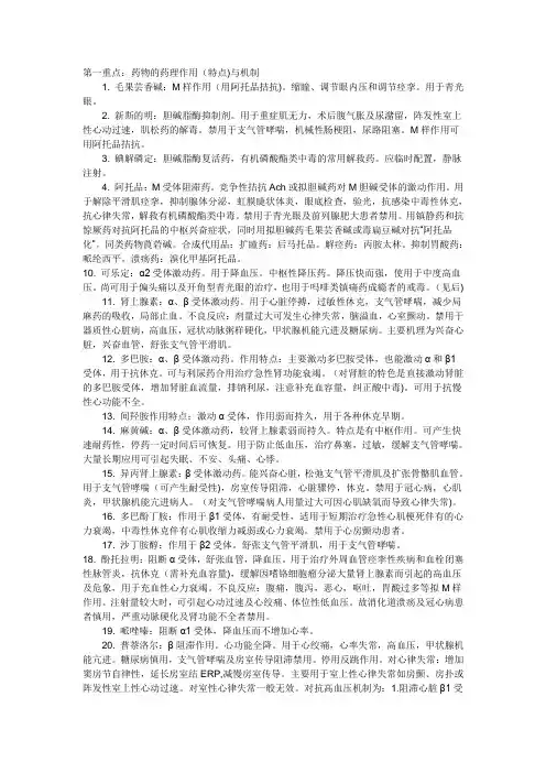 药理学重点