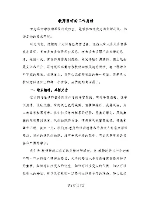 教师国培的工作总结(4篇)