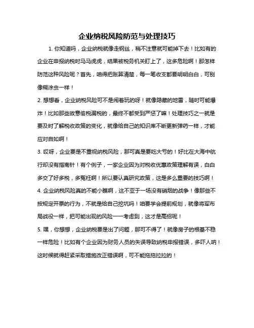 企业纳税风险防范与处理技巧