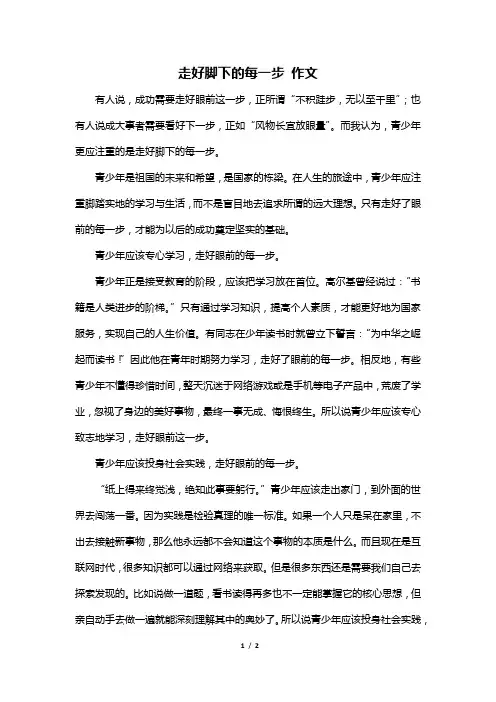 走好脚下的每一步 作文