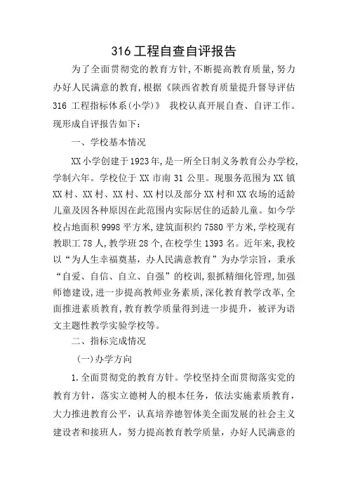 316工程自查自评报告