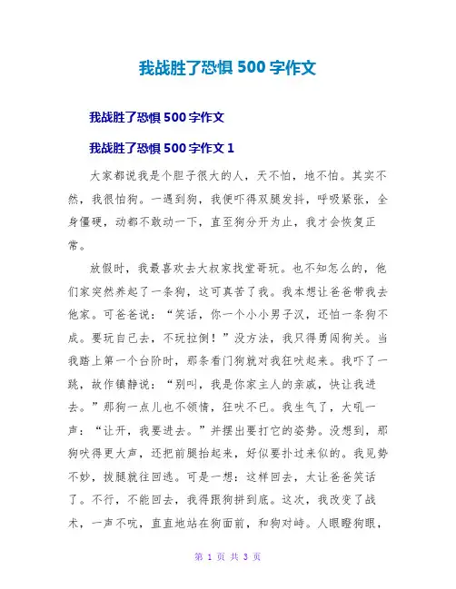 我战胜了恐惧500字作文