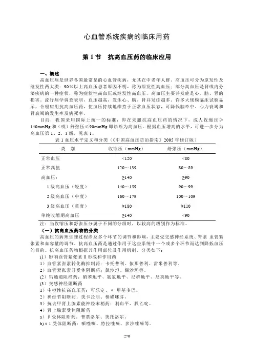 专题15 心血管系统疾病的临床用药