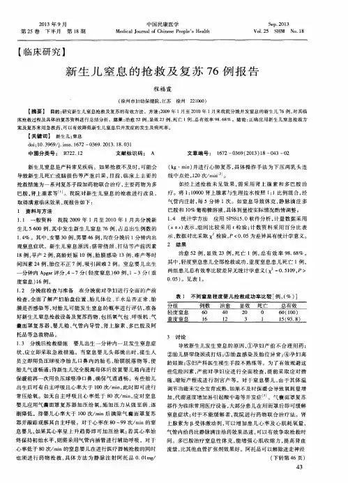 新生儿窒息的抢救及复苏76例报告