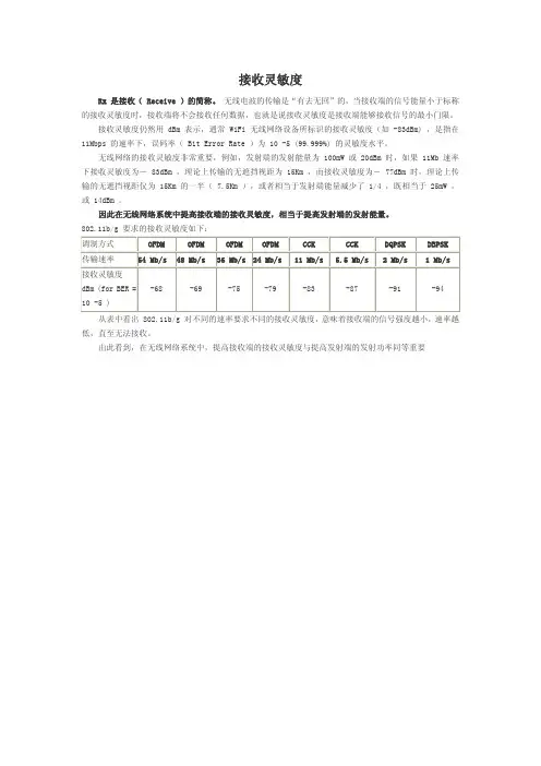 接收灵敏度指标分析