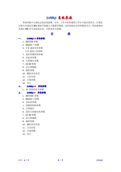 FANUC系统参数