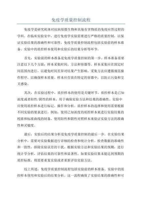 免疫学质量控制流程