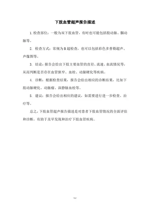 下肢血管超声报告描述