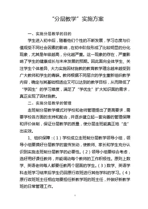 分层教学实施方案