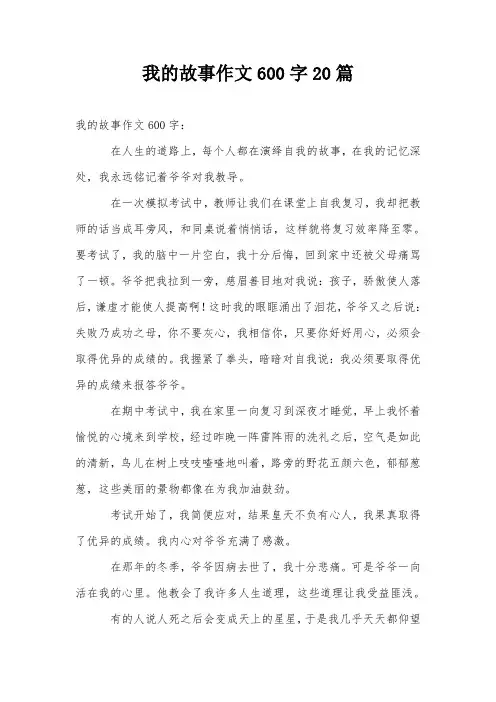 我的故事作文600字20篇