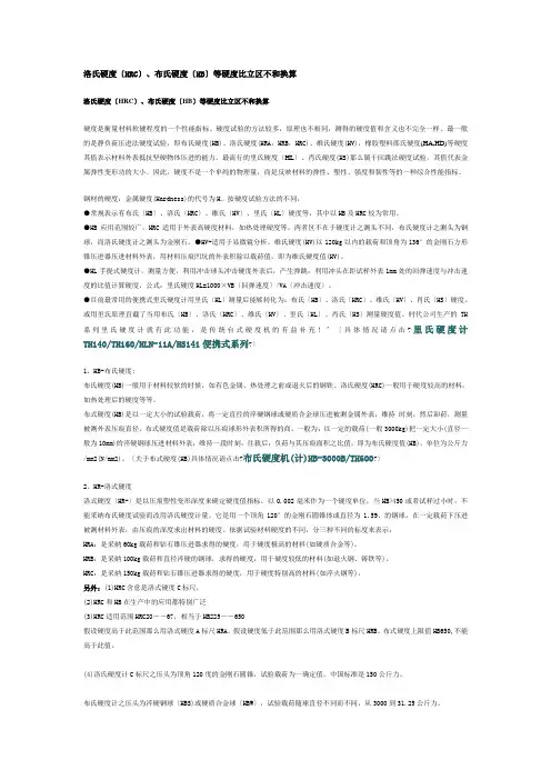 洛氏硬度、布氏硬度等硬度对照区别与换算