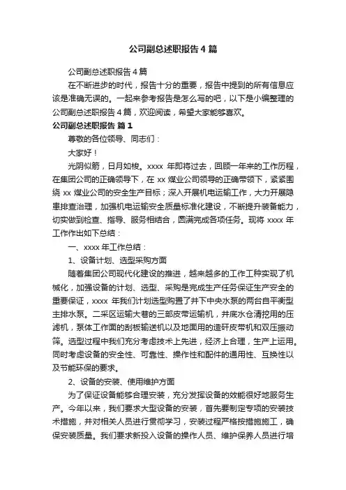 公司副总述职报告4篇