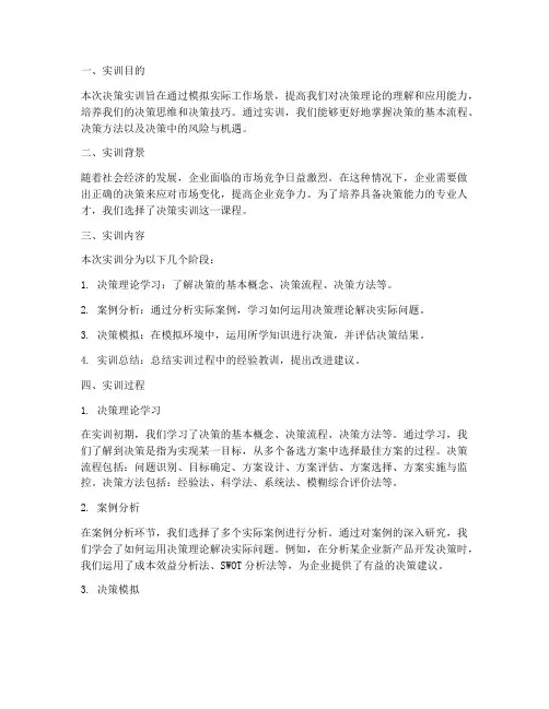 决策的实训报告