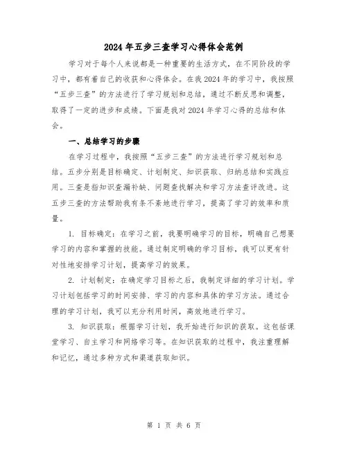 2024年五步三查学习心得体会范例(2篇)