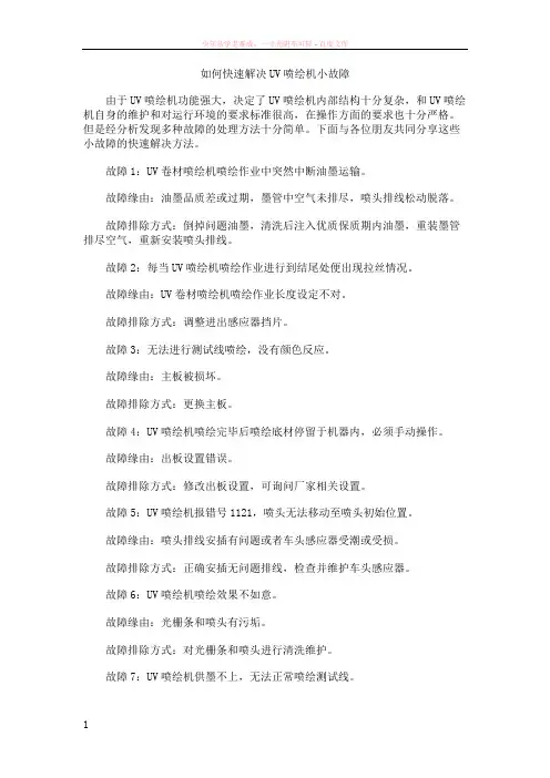 如何快速解决uv喷绘机小故障