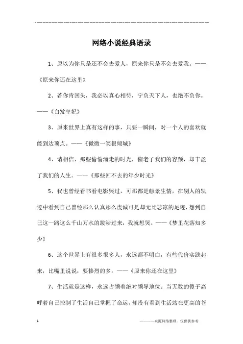网络小说经典语录