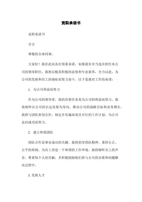 竞职承诺书