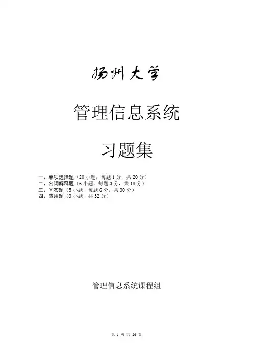 扬大2015年春管理信息系统习题集