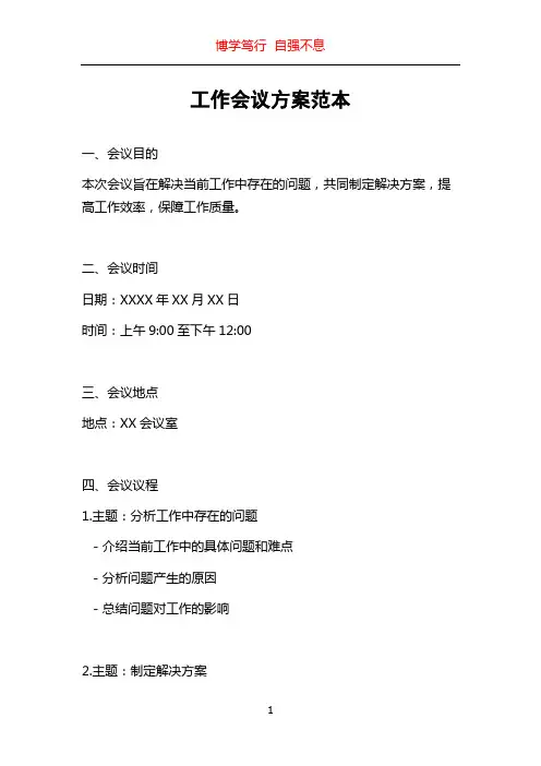 工作会议方案范本