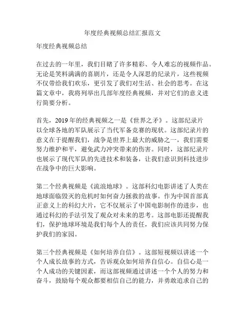 年度经典视频总结汇报范文