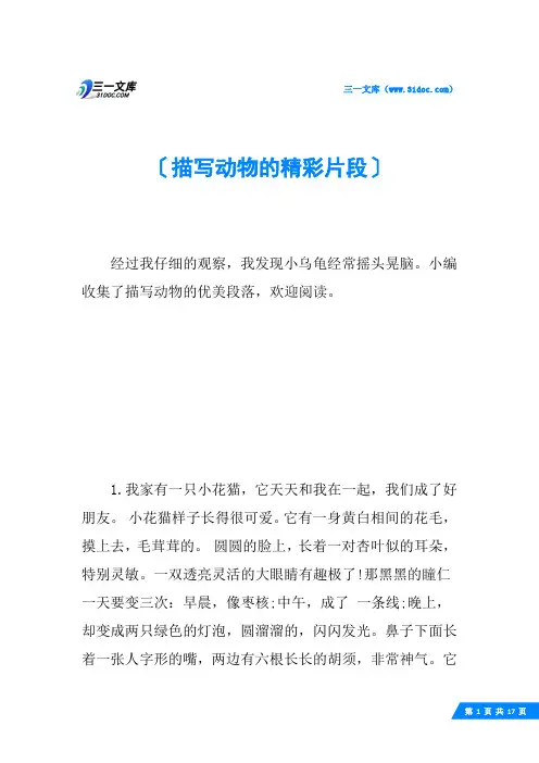 描写动物的精彩片段