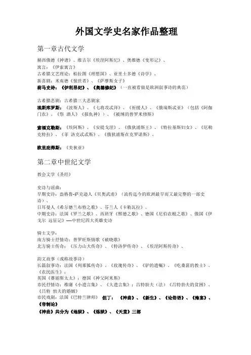 外国文学史名家作品整理