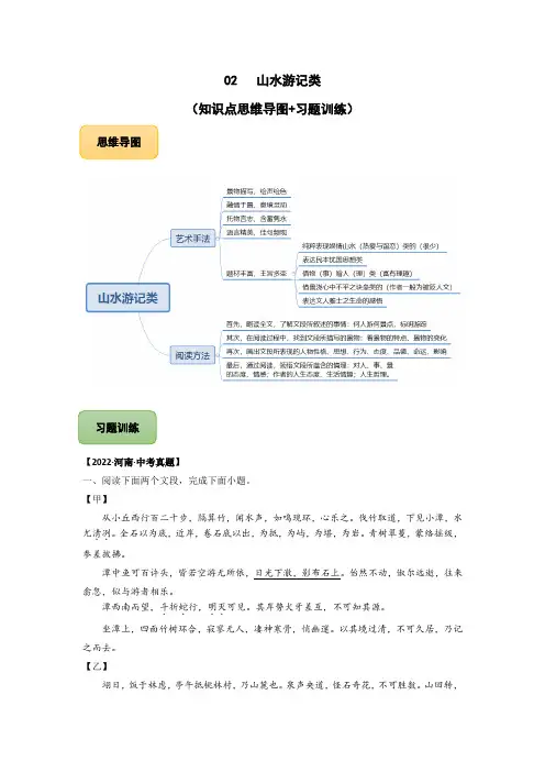 最新备战中考语文专项文言文复习山水游记类文言文阅读(解析版)