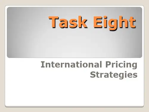 国际市场营销实务(双语)Task Eight Interna