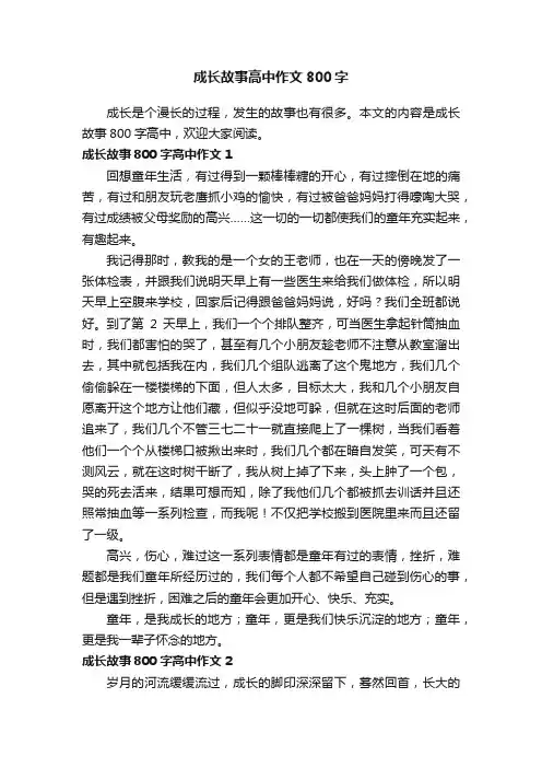 成长故事高中作文800字