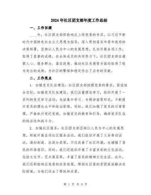 2024年社区团支部年度工作总结