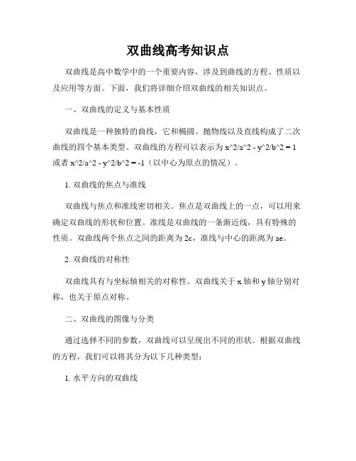 双曲线高考知识点