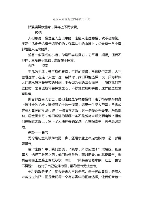 走前人未曾走过的路初三作文