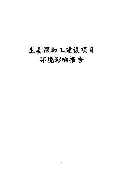 最新版生姜深加工建设项目环境影响报告