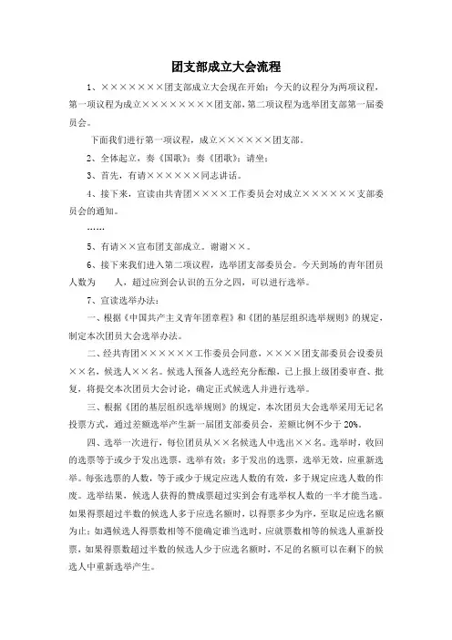 团支部成立大会流程