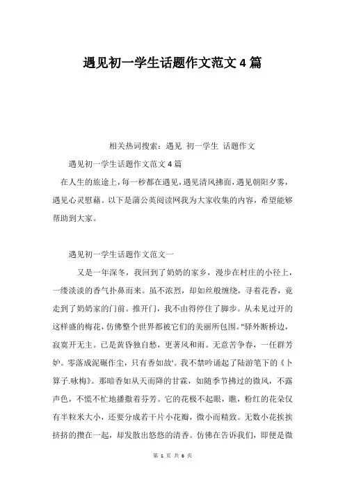 遇见初一学生话题作文范文4篇