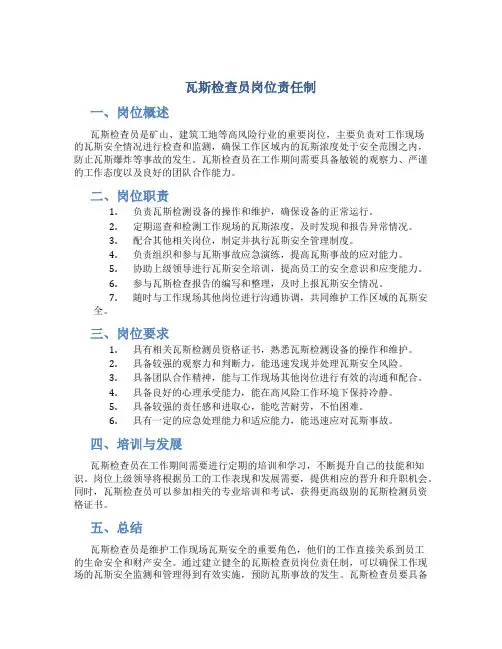 瓦斯检查员岗位责任制