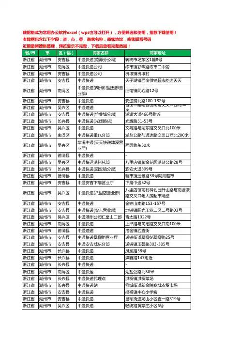 新版浙江省湖州市中通快递工商企业公司名录名单大全56家
