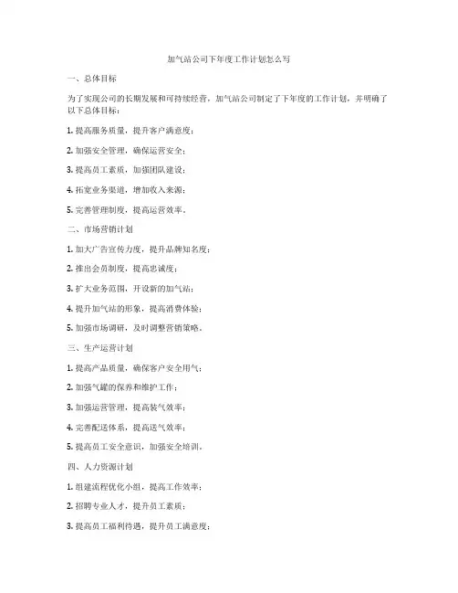 加气站公司下年度工作计划怎么写
