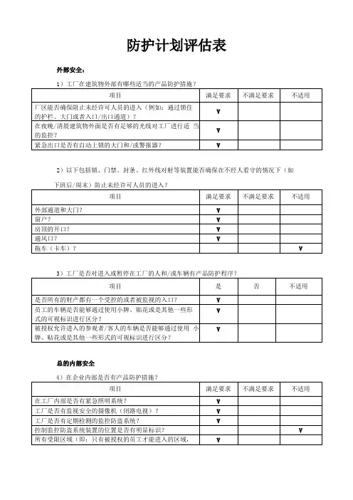 食品安全防护评价表