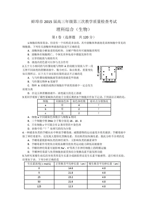 2015蚌埠三模WORD版