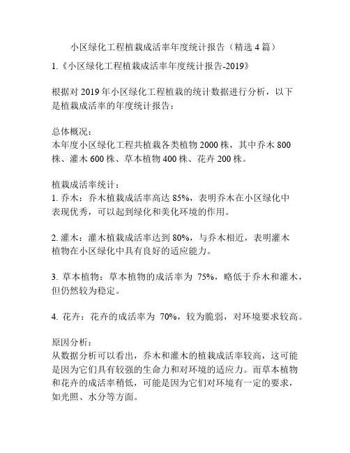 小区绿化工程植栽成活率年度统计报告(精选4篇)