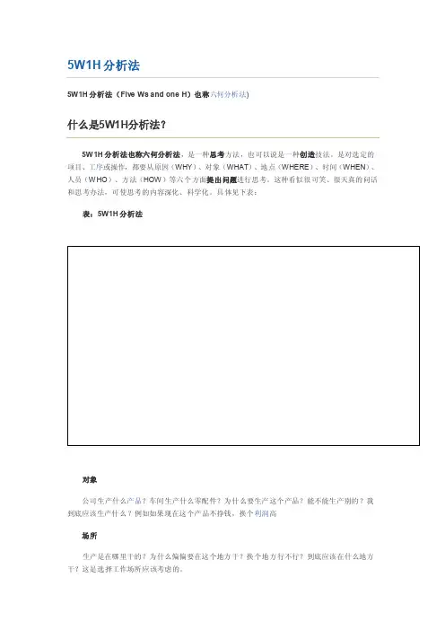 5W1H分析法（FiveWsandoneH）